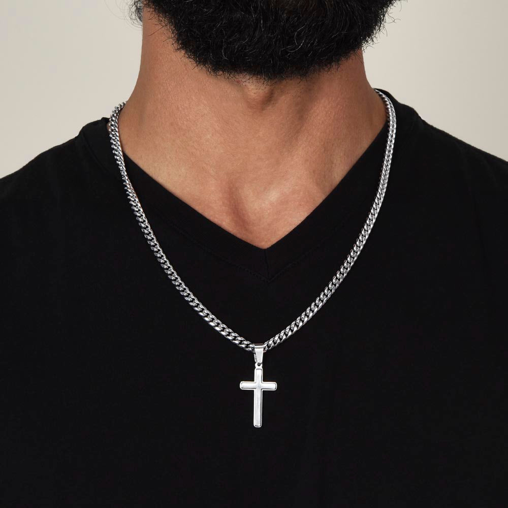 To My Son - Cuban Chain with Artisan Cross Necklace