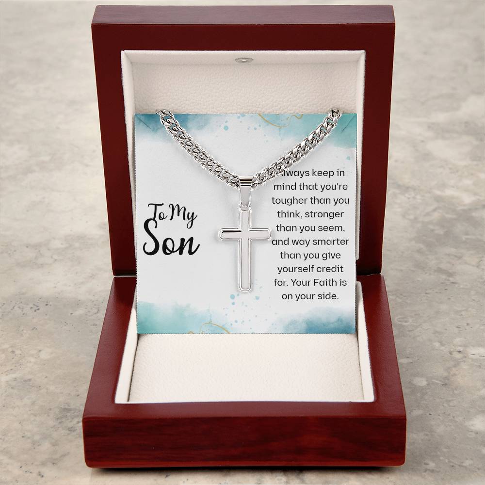 To My Son - Cuban Chain with Artisan Cross Necklace