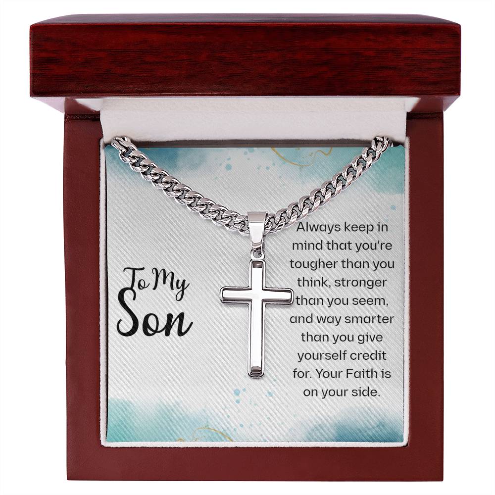 To My Son - Cuban Chain with Artisan Cross Necklace