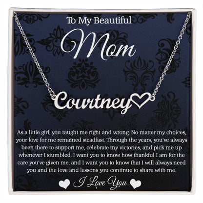 To My Beautiful Mom - Personalized Heart Name Necklace