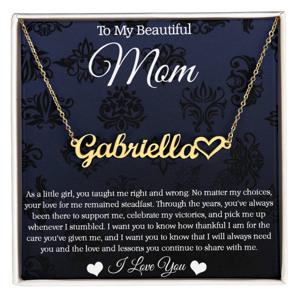 To My Beautiful Mom - Personalized Heart Name Necklace