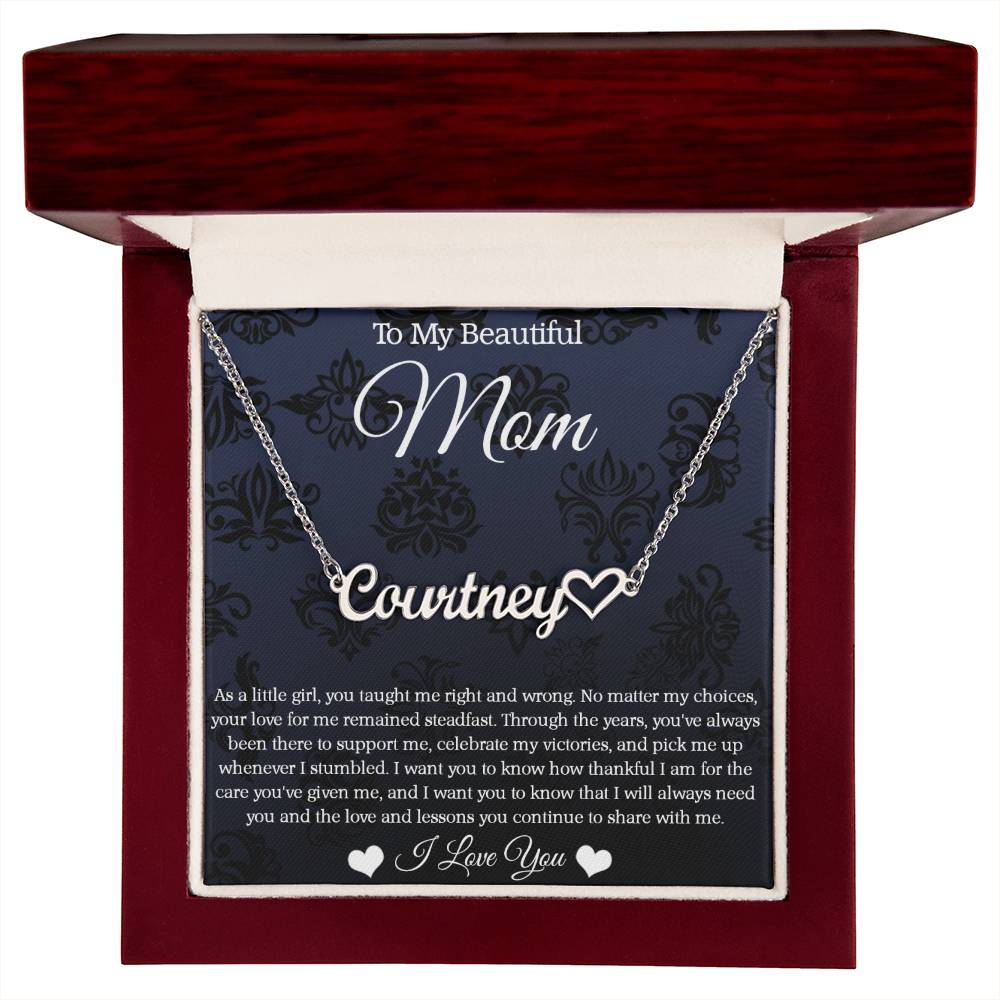 To My Beautiful Mom - Personalized Heart Name Necklace